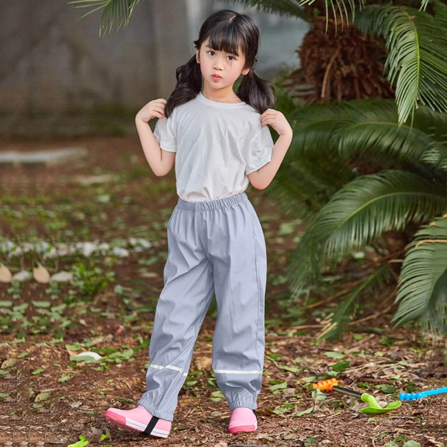 Toddler Girls Boys Cotton Lined Reflective Waterproof Rain Pants Trousers Windproof and Breathable for Boys Girls
