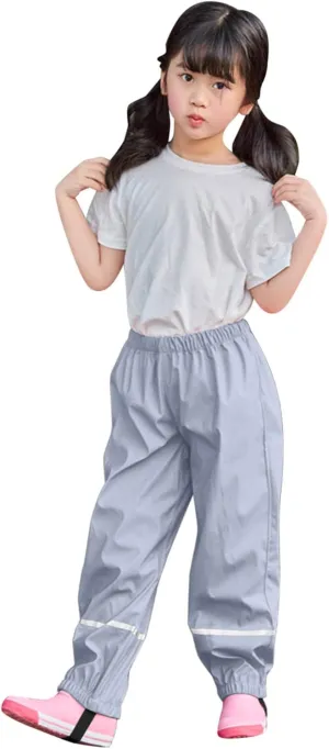 Toddler Girls Boys Cotton Lined Reflective Waterproof Rain Pants Trousers Windproof and Breathable for Boys Girls