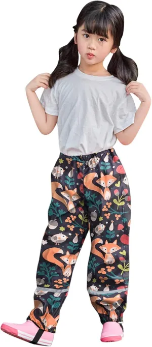 Toddler Rain Pants Kids' Waterproof Rain Trouser Lightweight Reflective Rain Wear for Girls Boys Rain Splash Pants