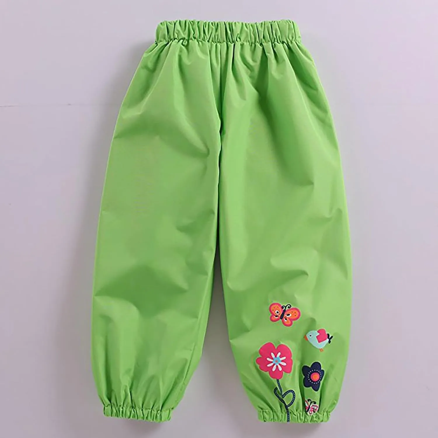 Toddler Waterproof Rain Pants Dirty Proof Windbreak Cute Flower Print Mud Pants for Girls Boys Rain Splash Pants
