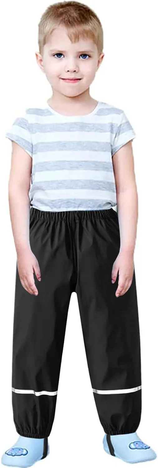Toddlers Boys Girls Rain Pants Mud Dirty Proof Lightweight Reflective Waterproof Unisex Rain Wear 1-12 Years
