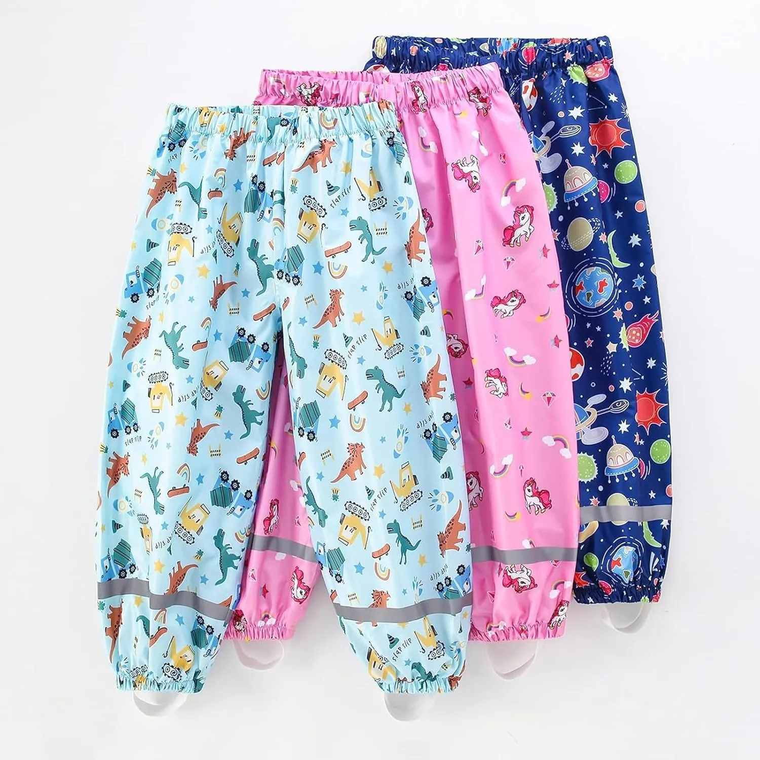 Toddlers Boys Girls Waterproof Rain Pants Kids Lightweight Reflective Windproof Rainwear
