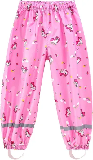 Toddlers Boys Girls Waterproof Rain Pants Kids Lightweight Reflective Windproof Rainwear