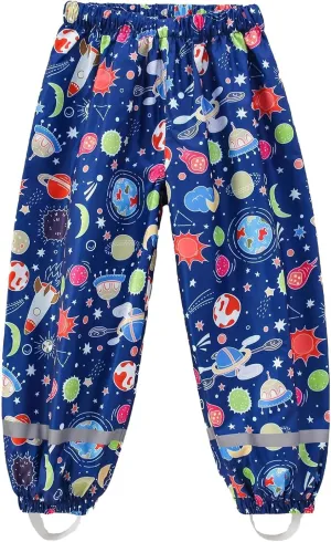 Toddlers Boys Girls Waterproof Rain Pants Kids Lightweight Reflective Windproof Rainwear