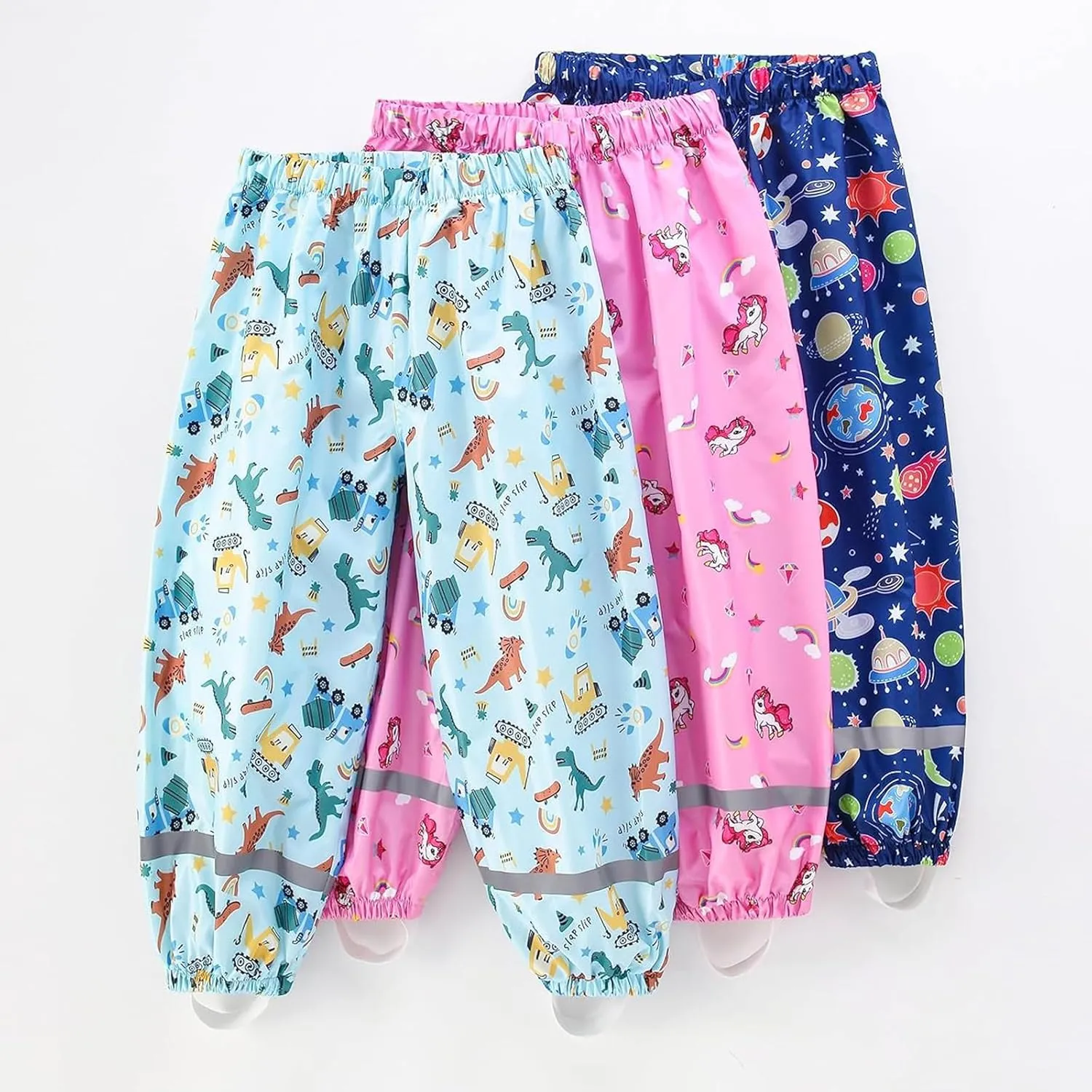 Toddlers Boys Girls Waterproof Rain Pants Kids Lightweight Reflective Windproof Rainwear