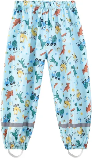 Toddlers Boys Girls Waterproof Rain Pants Kids Lightweight Reflective Windproof Rainwear
