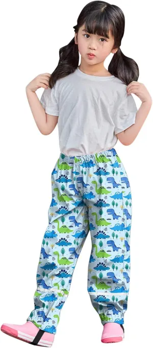 Toddlers Girls Rain Pants Dirty Proof Trousers Elastic Waist for Kids Lightweight Reflective Waterproof Rain Wear