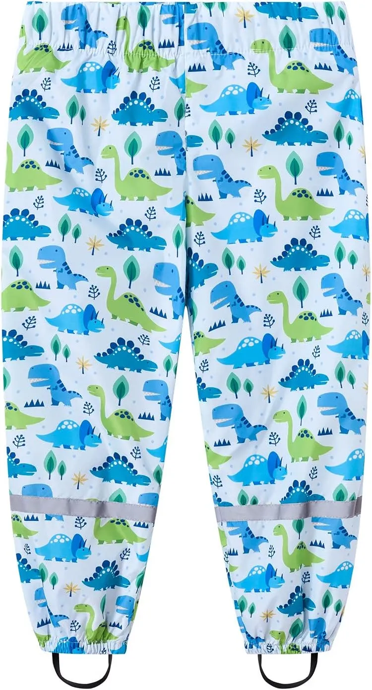 Toddlers Girls Rain Pants Dirty Proof Trousers Elastic Waist for Kids Lightweight Reflective Waterproof Rain Wear