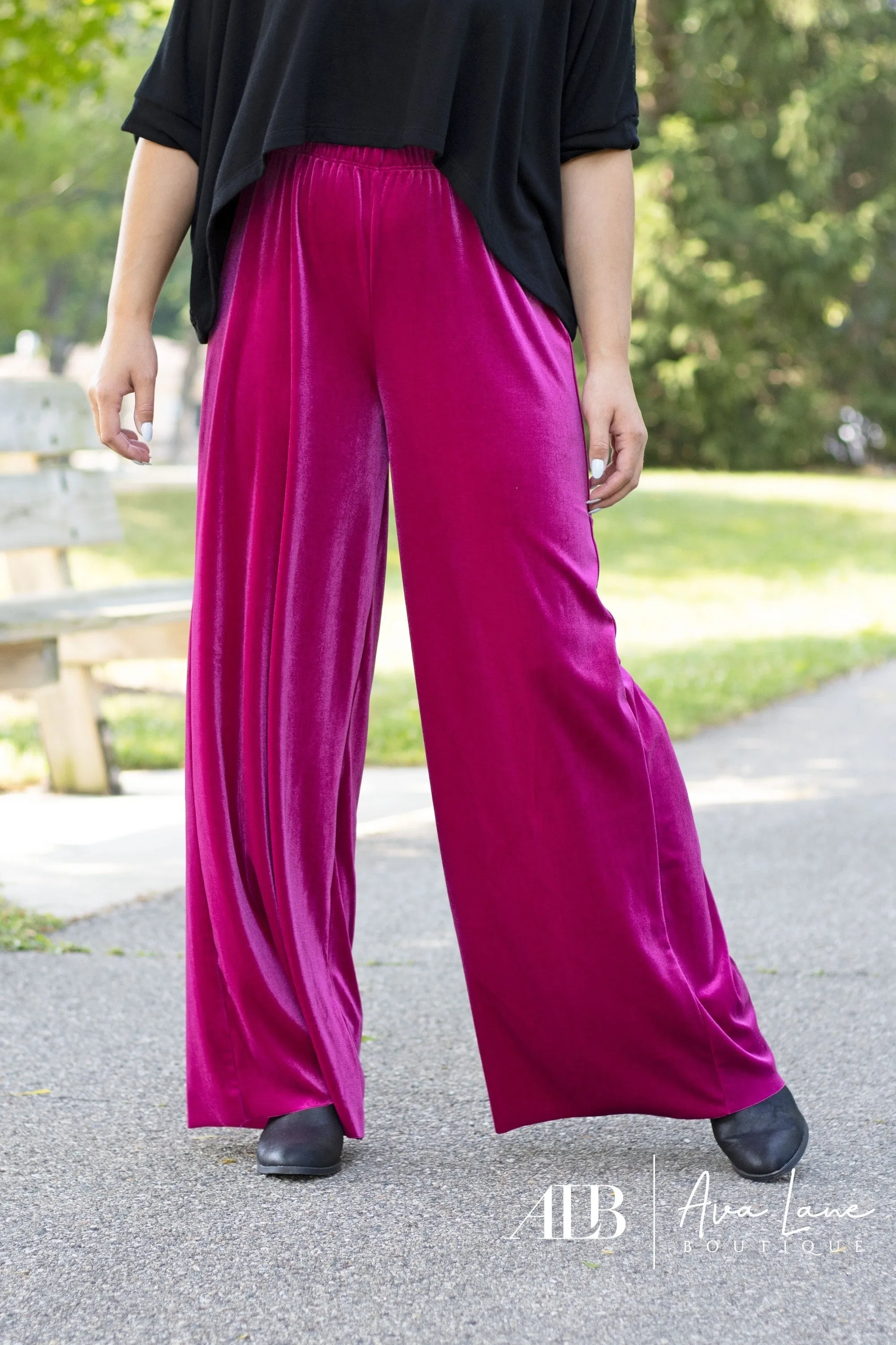 Velvet Shine Wide Leg Pants