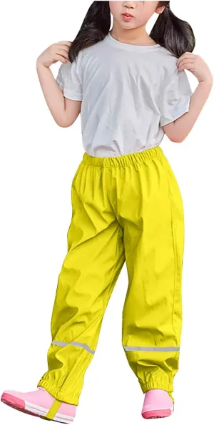 Waterproof Rain Pants for Kids, Toddler Waterproof Boys Girls Pants Lightweight Reflective Rain Wear for Boys Girls 1-12Y