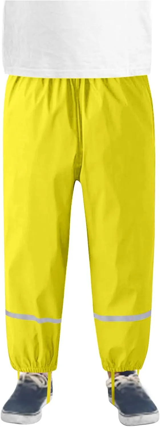 Waterproof Rain Pants for Kids, Toddler Waterproof Boys Girls Pants Lightweight Reflective Rain Wear for Boys Girls 1-12Y
