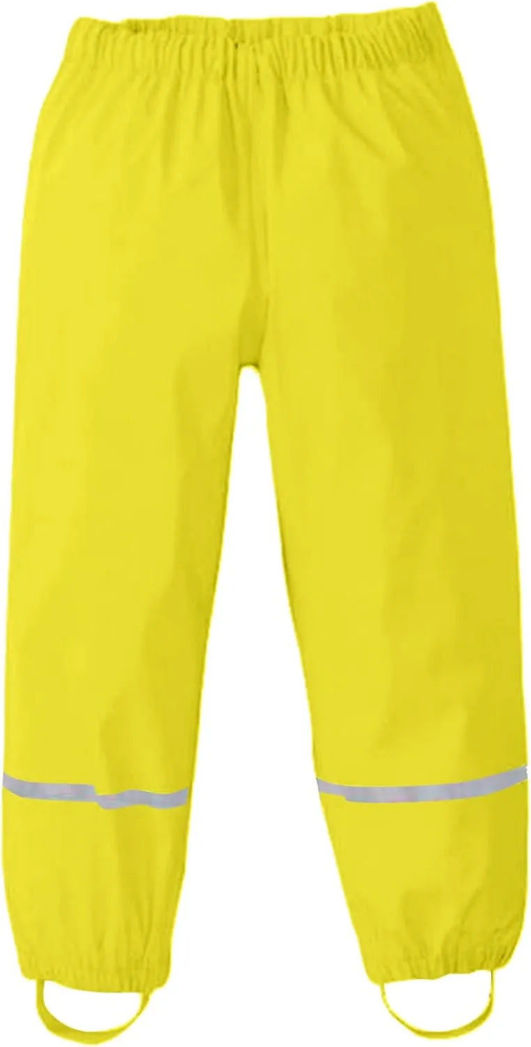 Waterproof Rain Pants for Kids, Toddler Waterproof Boys Girls Pants Lightweight Reflective Rain Wear for Boys Girls 1-12Y