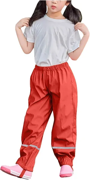 Waterproof Rain Pants for Kids, Toddler Waterproof Boys Girls Pants Lightweight Reflective Rain Wear for Boys Girls 1-12Y