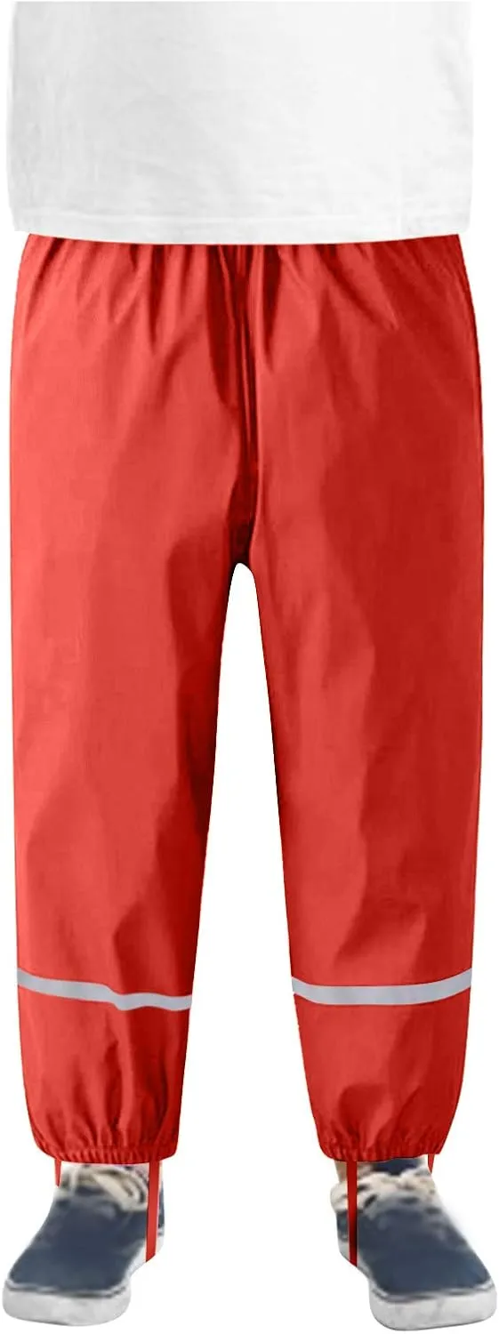 Waterproof Rain Pants for Kids, Toddler Waterproof Boys Girls Pants Lightweight Reflective Rain Wear for Boys Girls 1-12Y