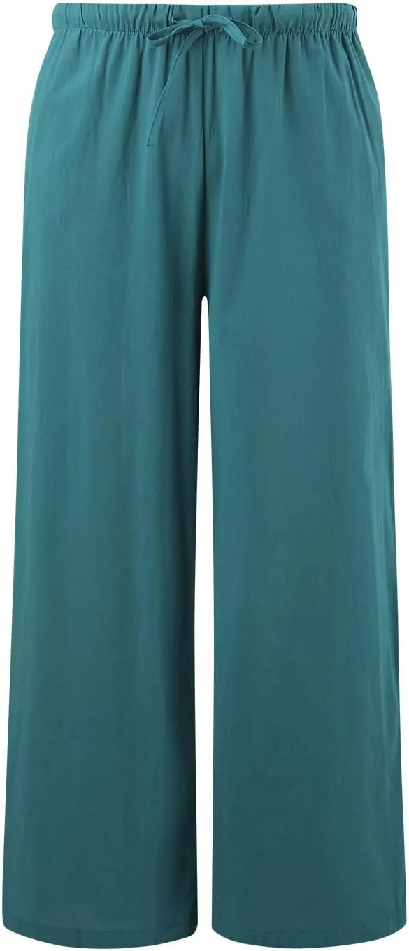Women High Waisted Wide Leg Pants Drawstring Elastic Trousers Comfy Straight Leg Long Pants with Pockets