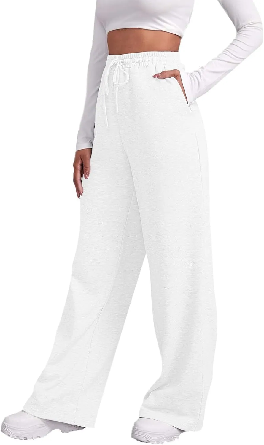 Womens Fleece Sweatpants Straight Legs Drawstring Pants Winter Sweatpants Casual Sport Workout Pants with Pockets