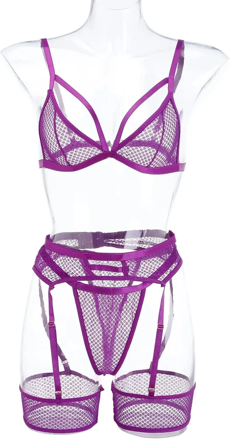 Womens Lace Camisole Shorts Set Pajamas Sleepwear Garter Lingerie Top