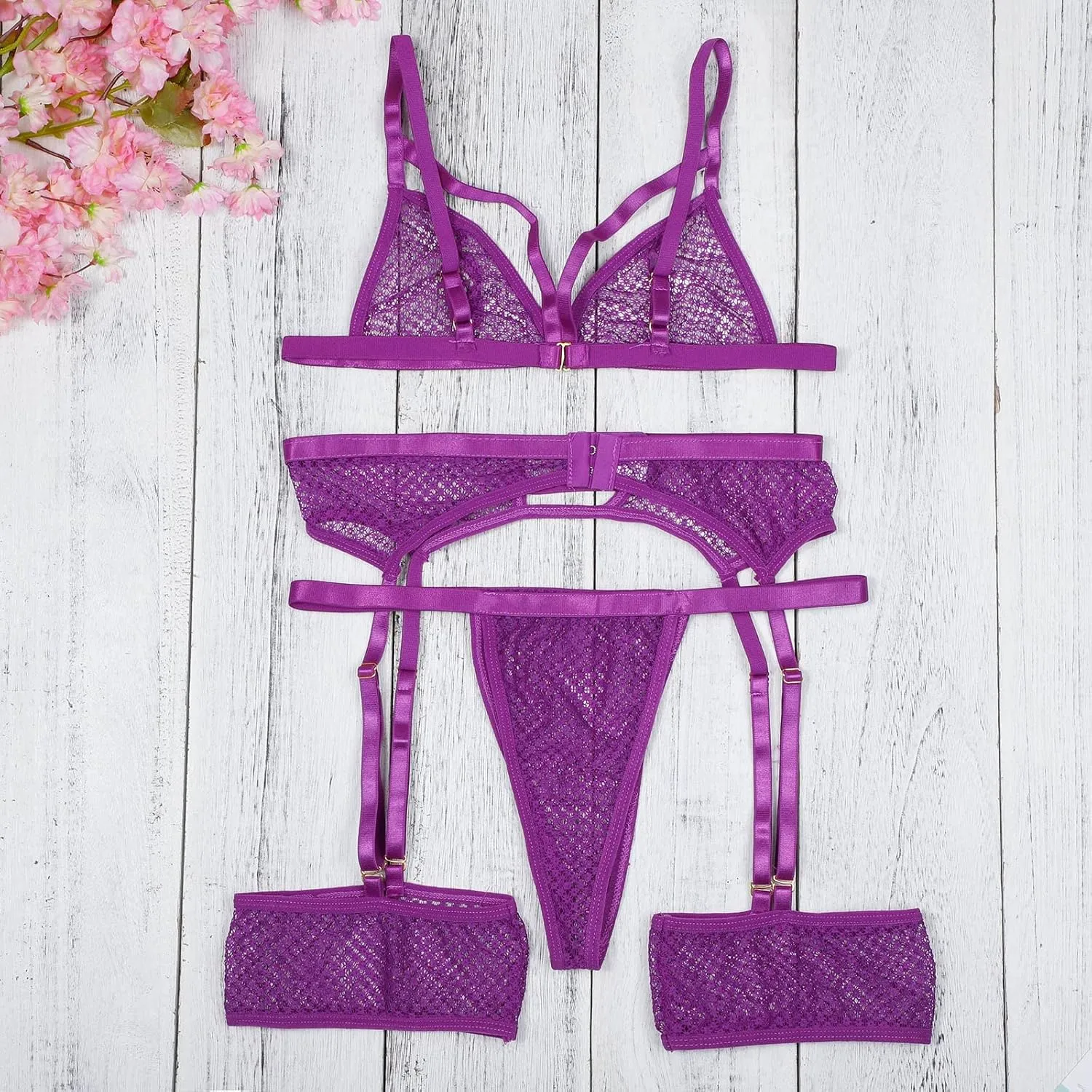 Womens Lace Camisole Shorts Set Pajamas Sleepwear Garter Lingerie Top