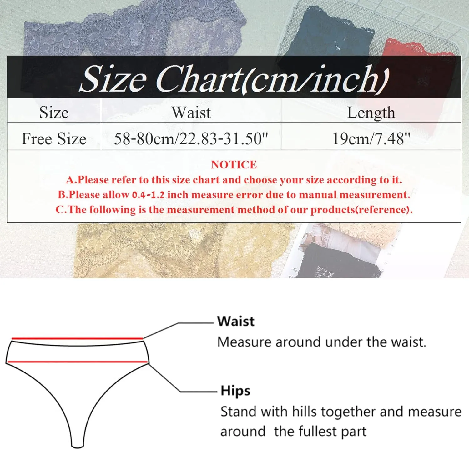 Womens Panties Pack No Show For Women Lace Panty Detail Crochet Bikini Line